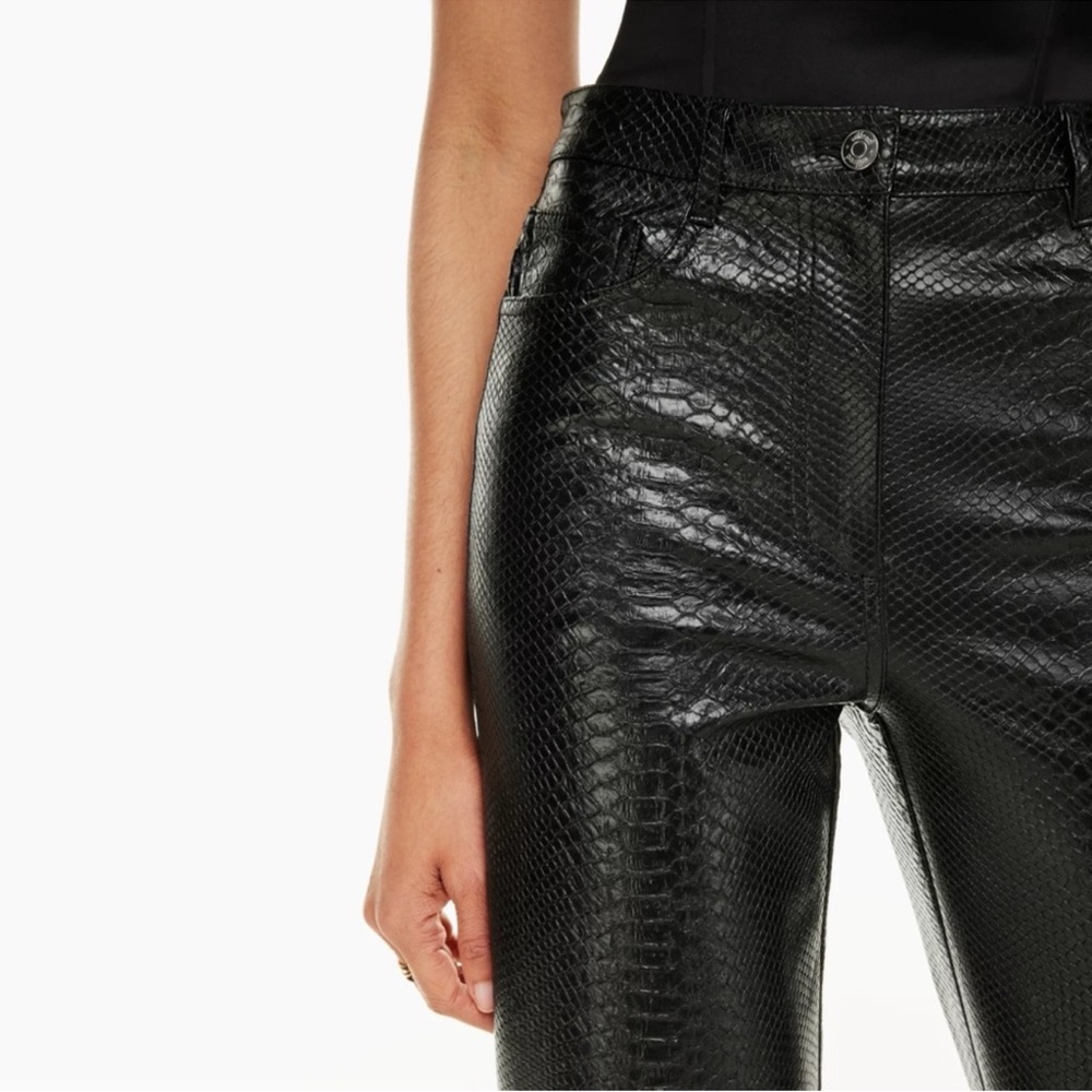 NWOT Aritzia Wilfred - The Melina Pant High Waisted Vegan Leather Black Python 2